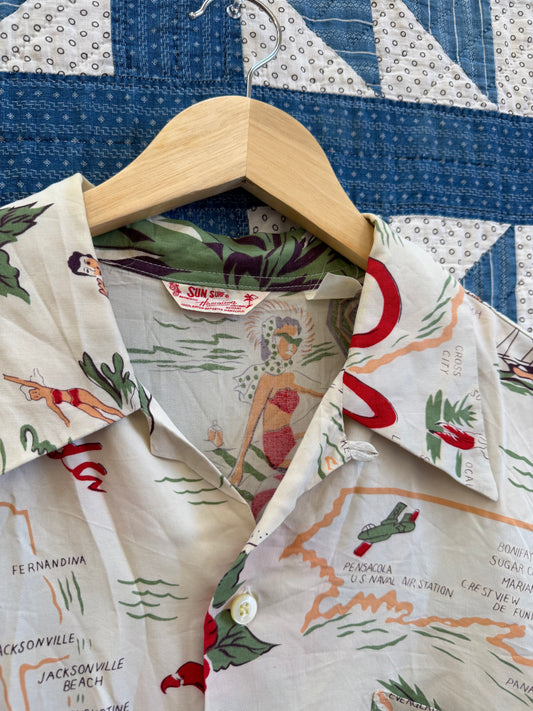 "Florida" Rayon Hawaiian Loop Collar Shirt