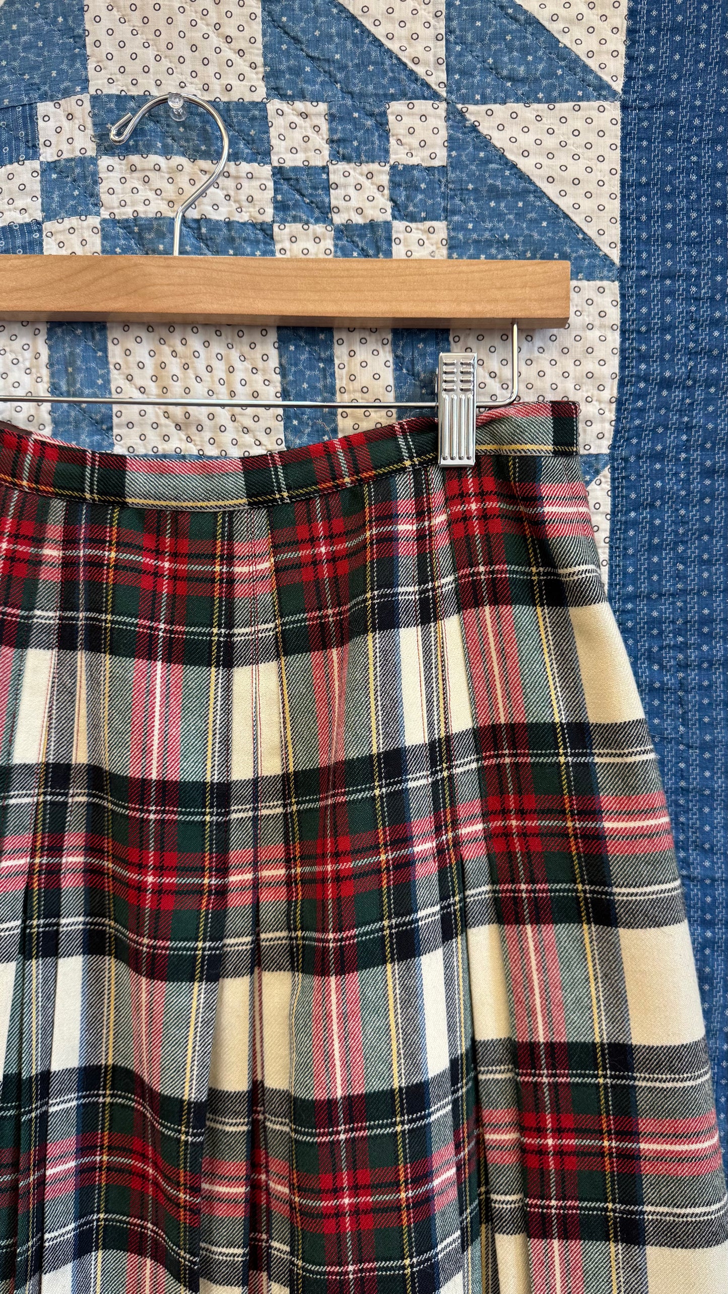Mid-Length Tartan Wool Skirt