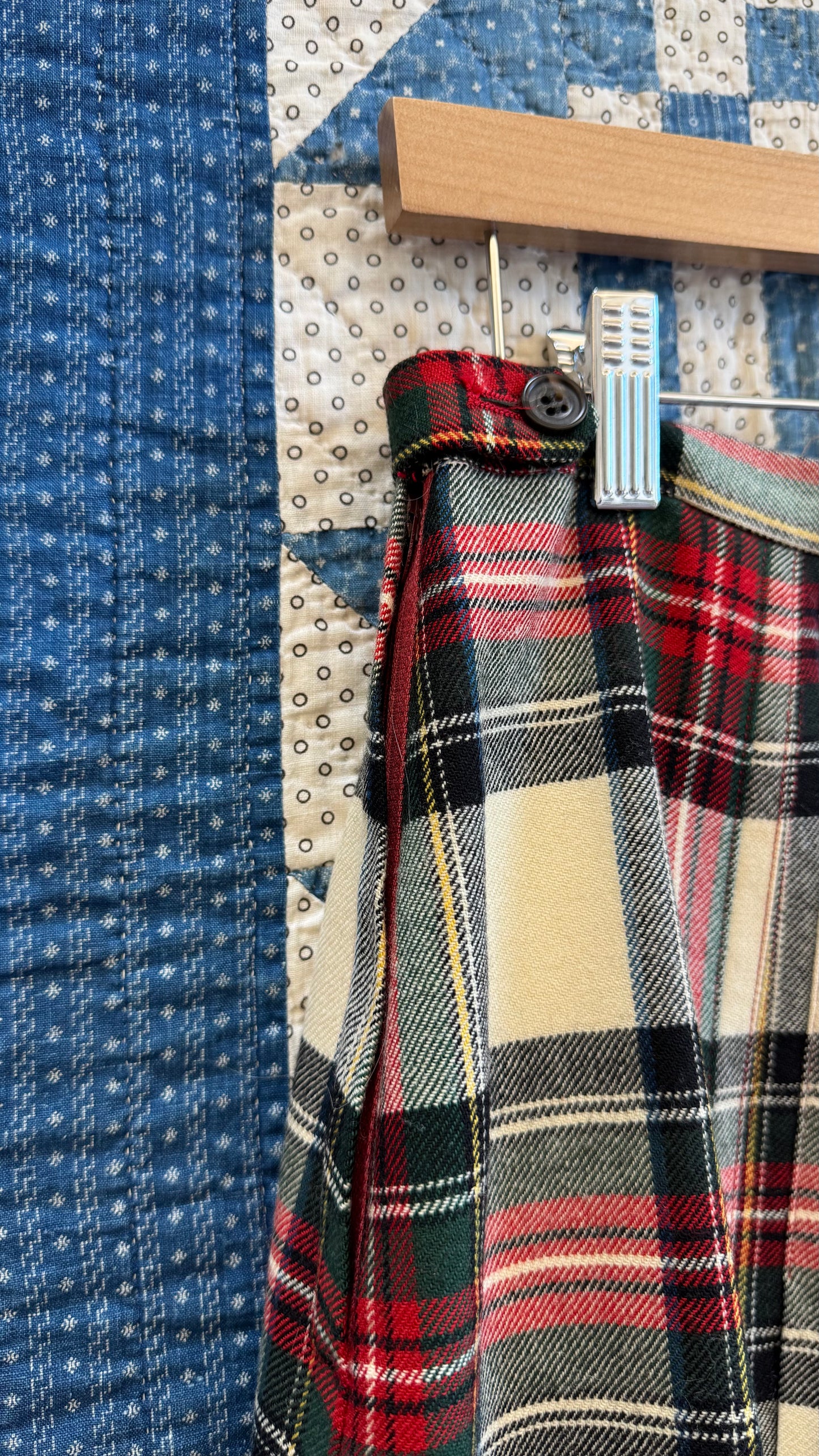 Mid-Length Tartan Wool Skirt