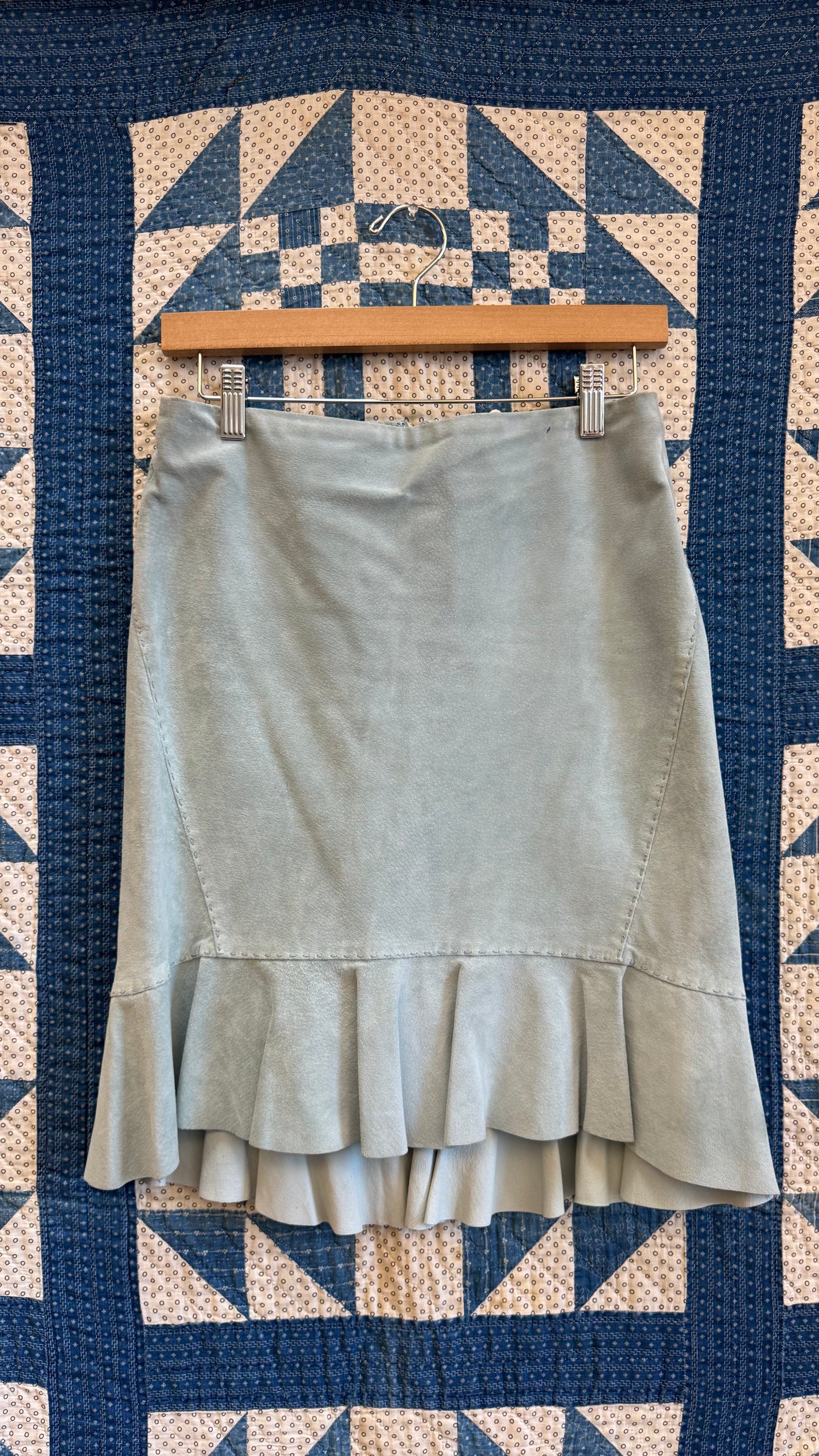 Baby Blue Suede Skirt