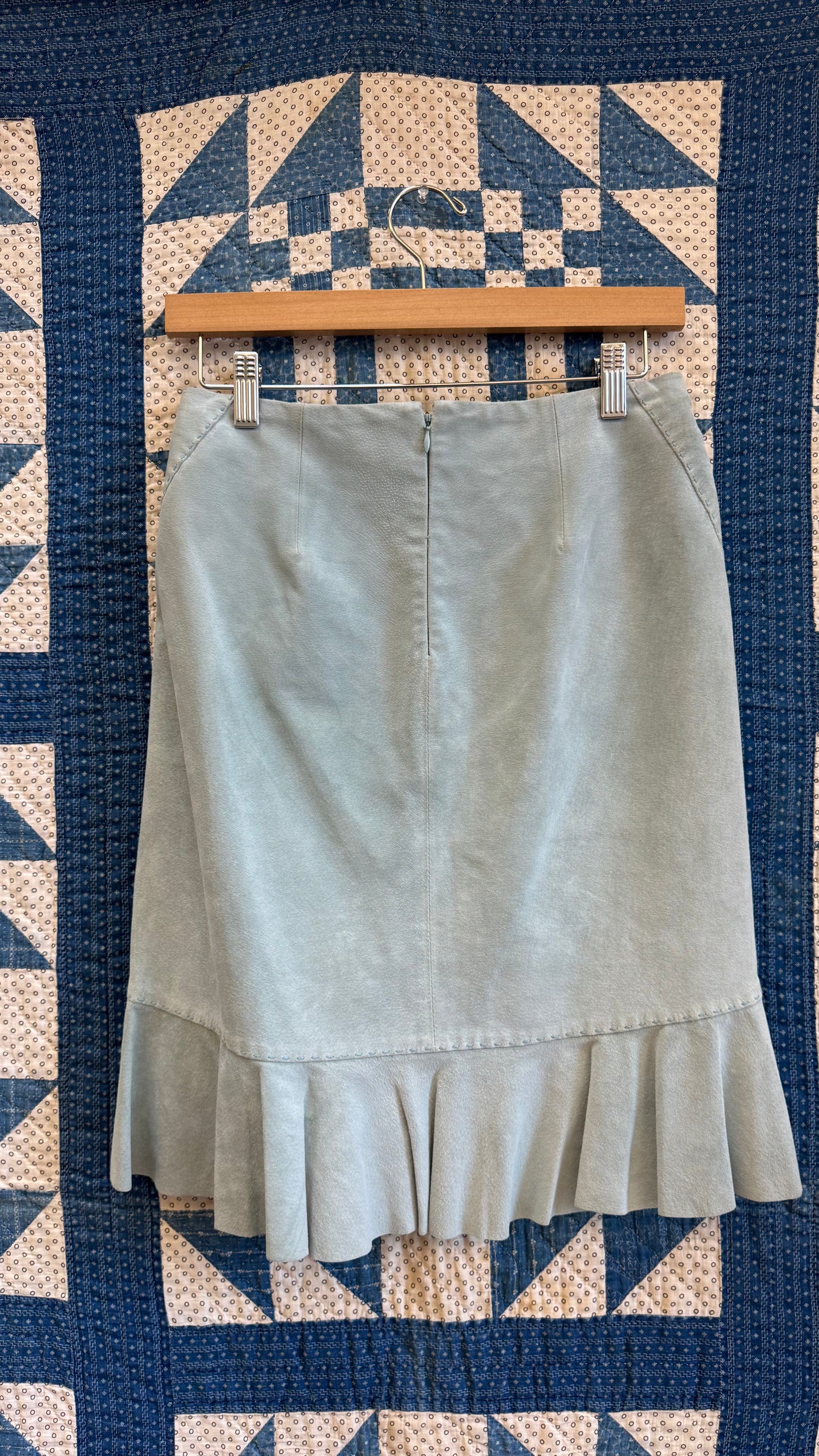 Baby Blue Suede Skirt