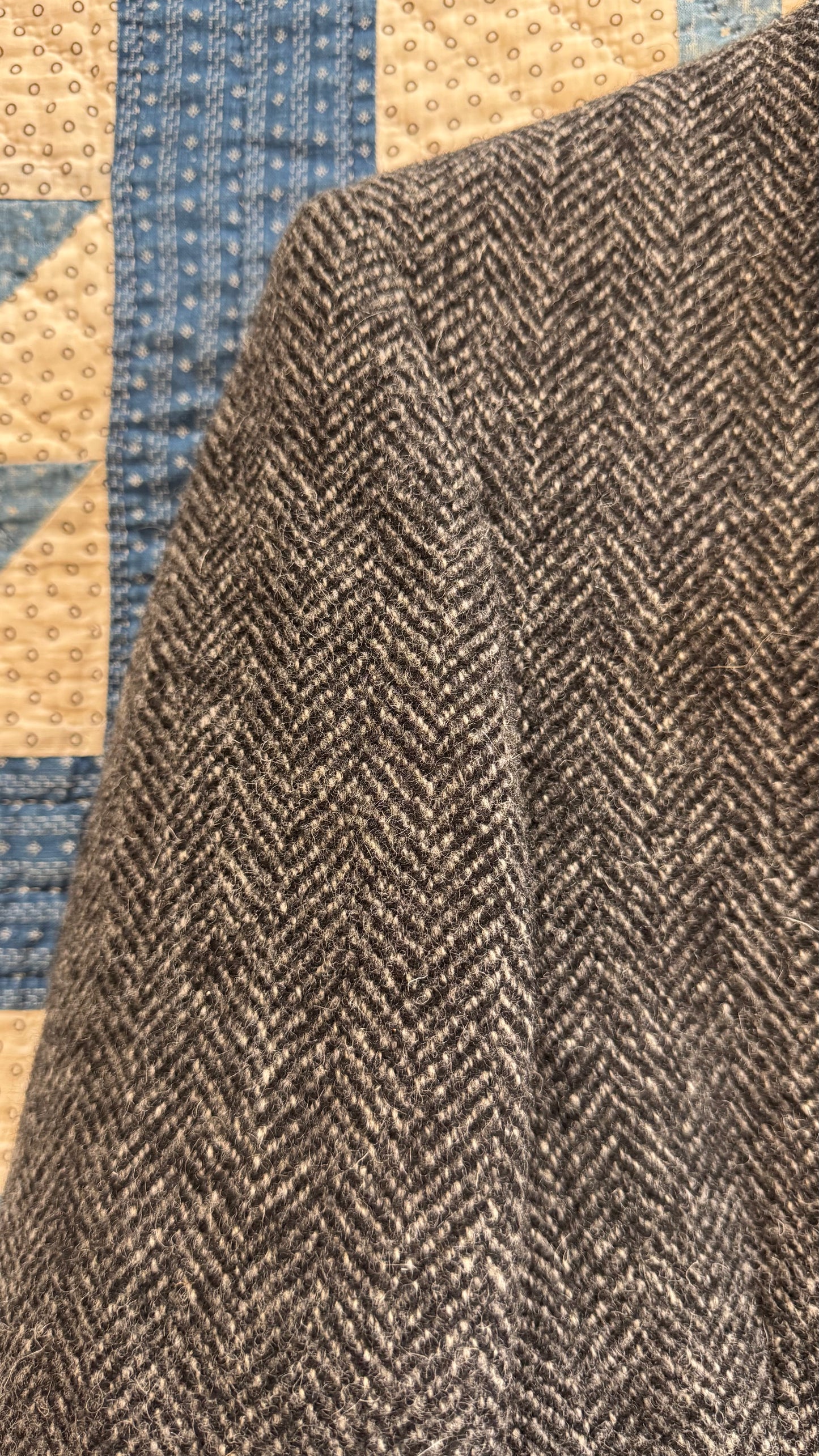 1980's Dark Grey Herringbone Winter Coat