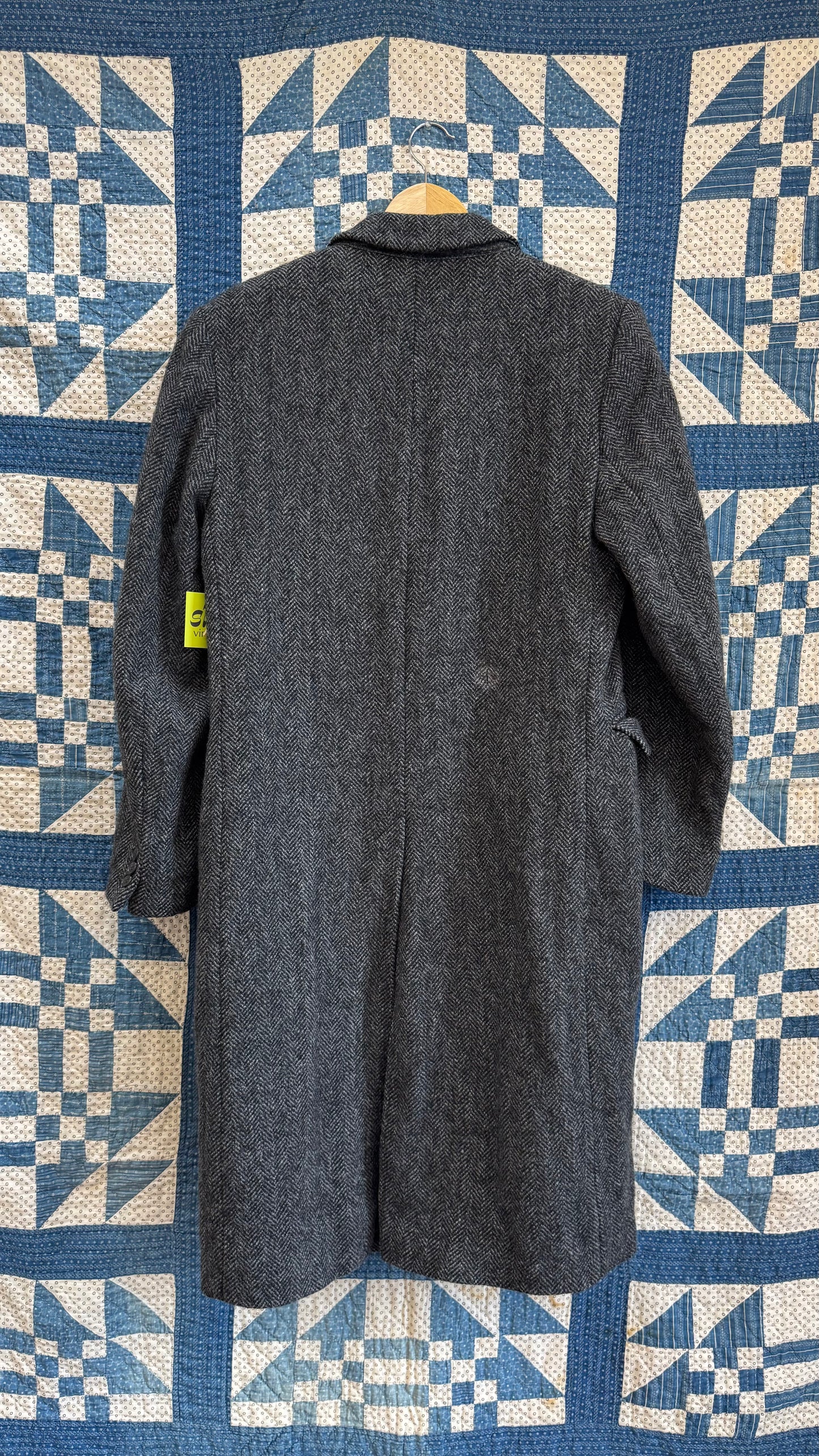 1980's Dark Grey Herringbone Winter Coat