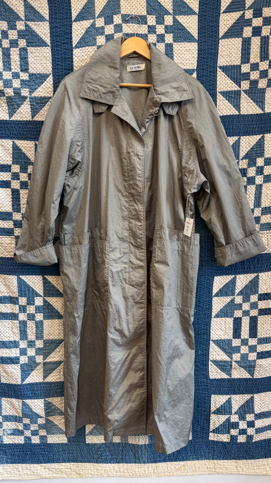 1980's Shiny Grey Raincoat