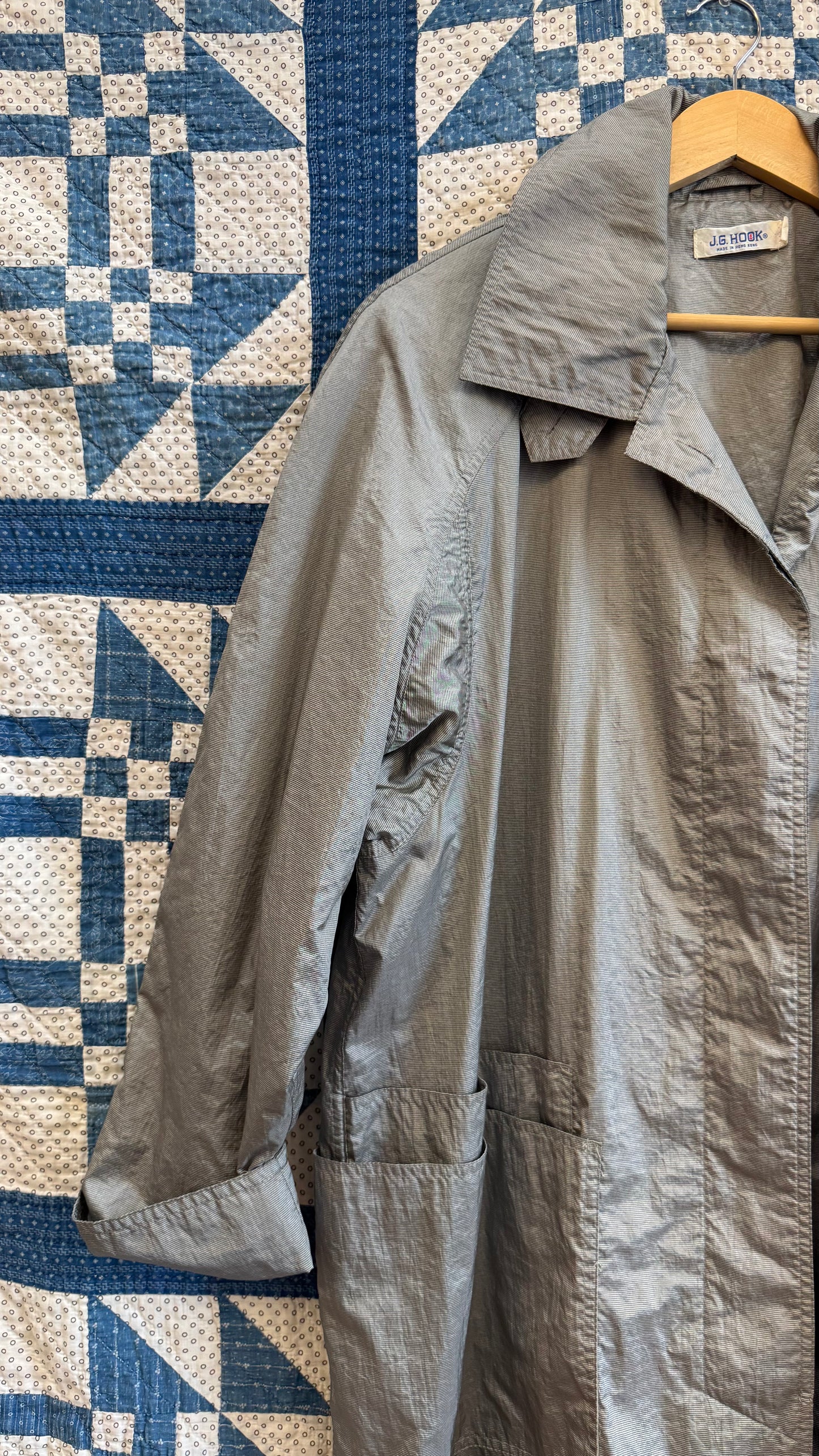 1980's Shiny Grey Raincoat