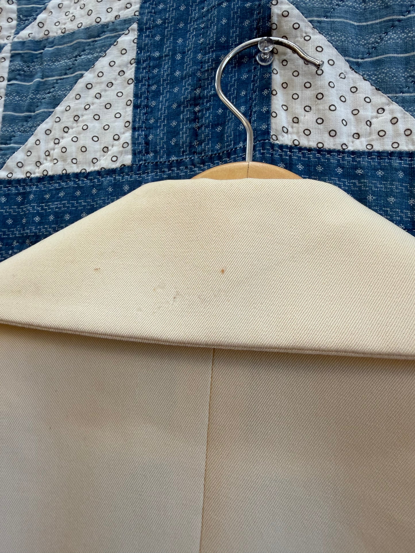 Cream Military-Style Fitted Blazer