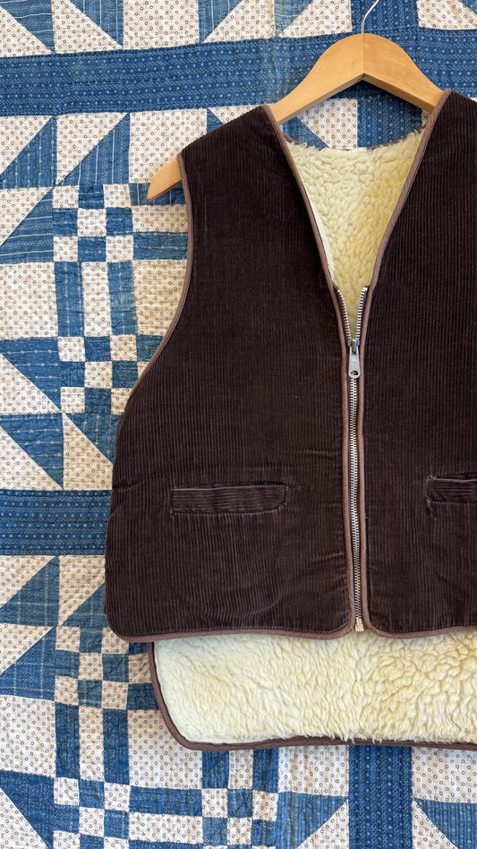 1980's Chocolate Brown Corduroy Vest