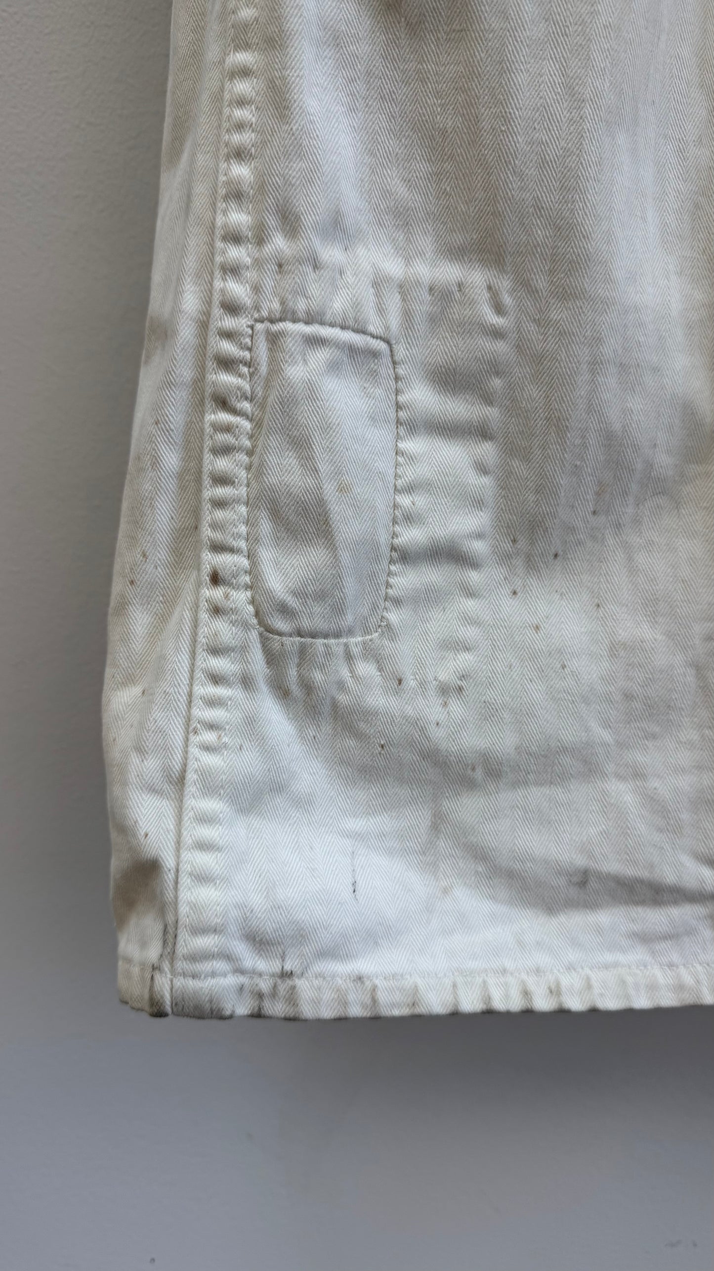 White Herringbone Twill Coveralls