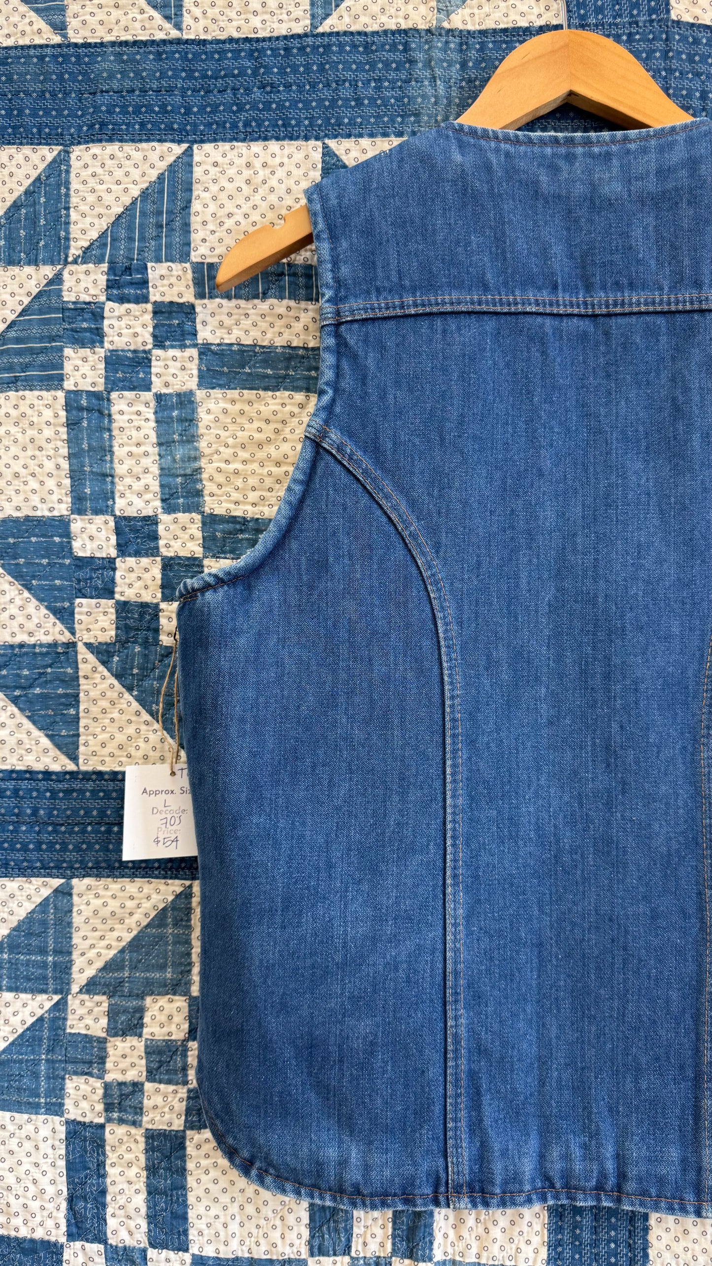 1970's Wrangler Denim Shearling Vest