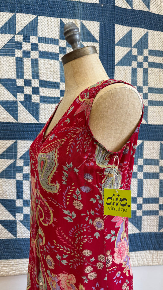 1990's Red Paisley Dress