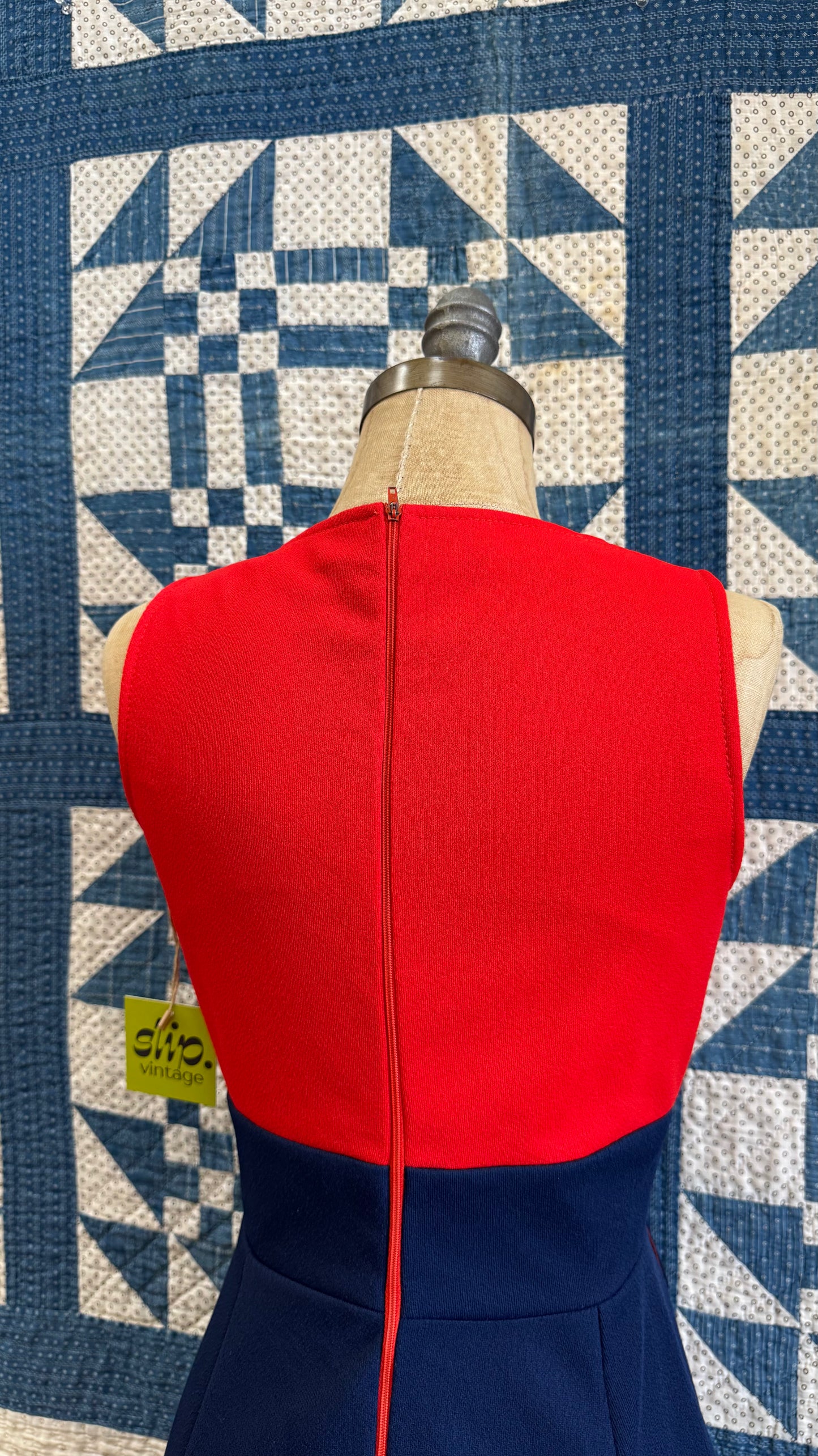 1960's Mod Red and Navy Mini Dress