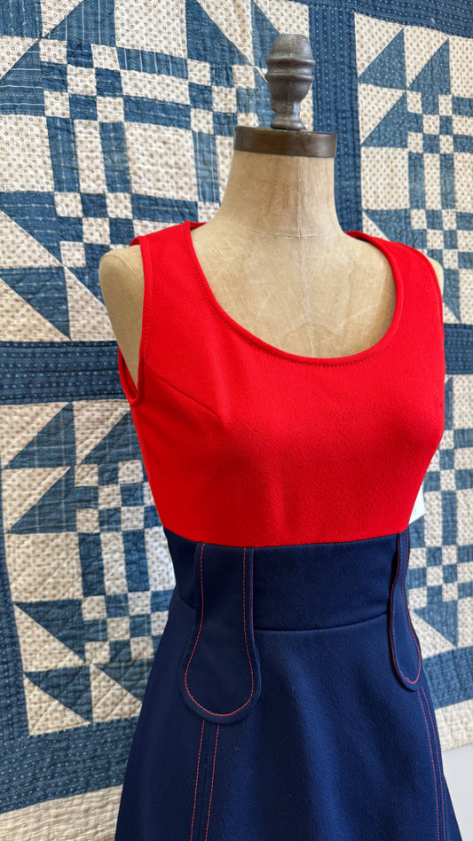 1960's Mod Red and Navy Mini Dress