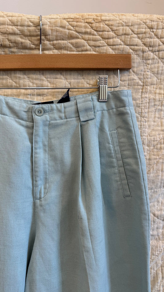 1990's Baby Blue Linen Cotton Trousers
