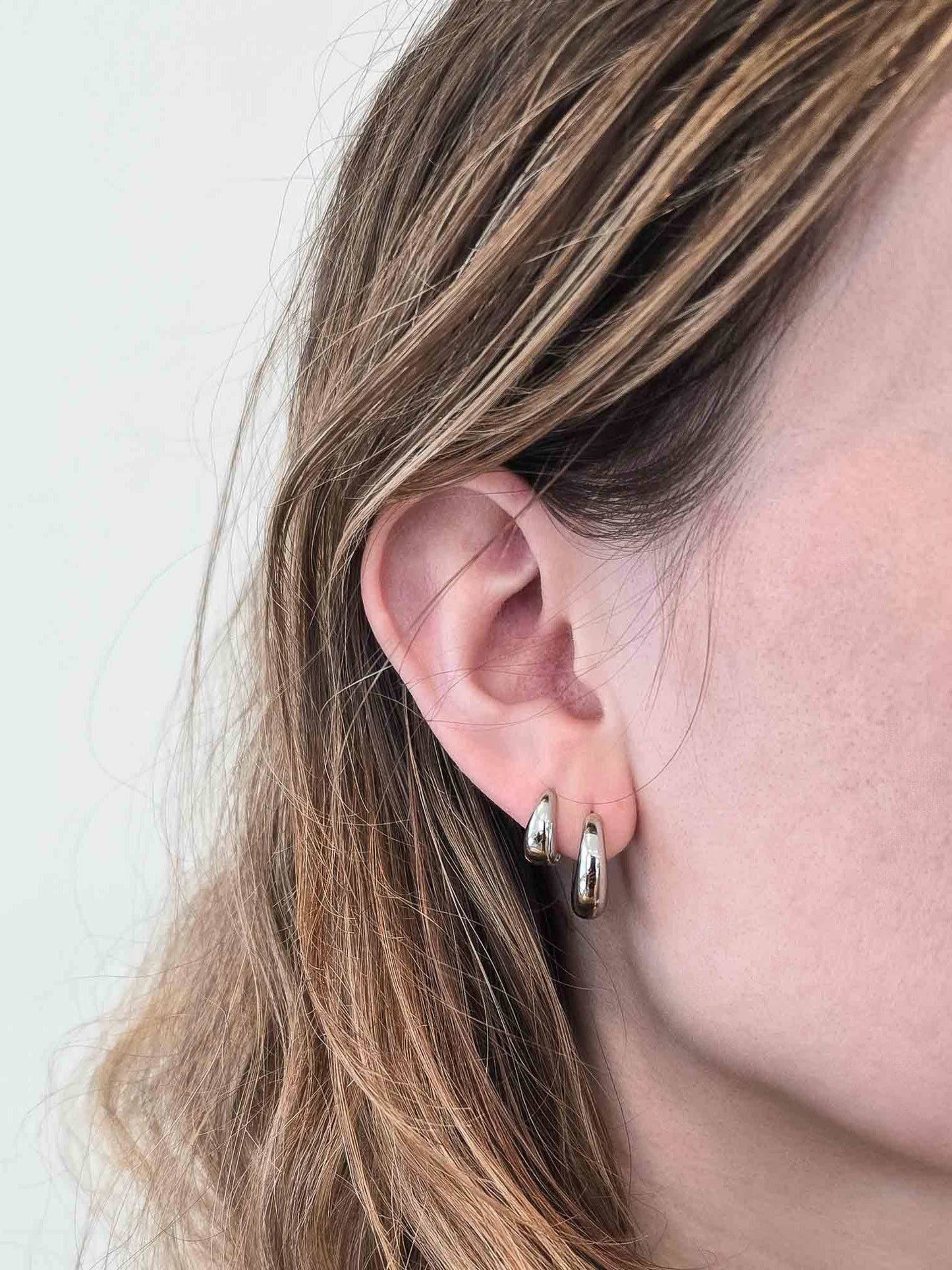Admiral Row Jewelry - Silver Medium Double Pack - Hoop Earrings