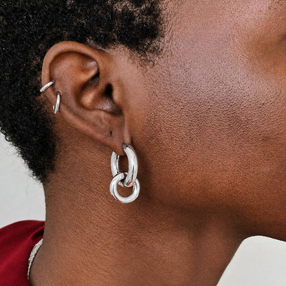 Admiral Row Jewelry - Silver Interlocking Hoop Earrings