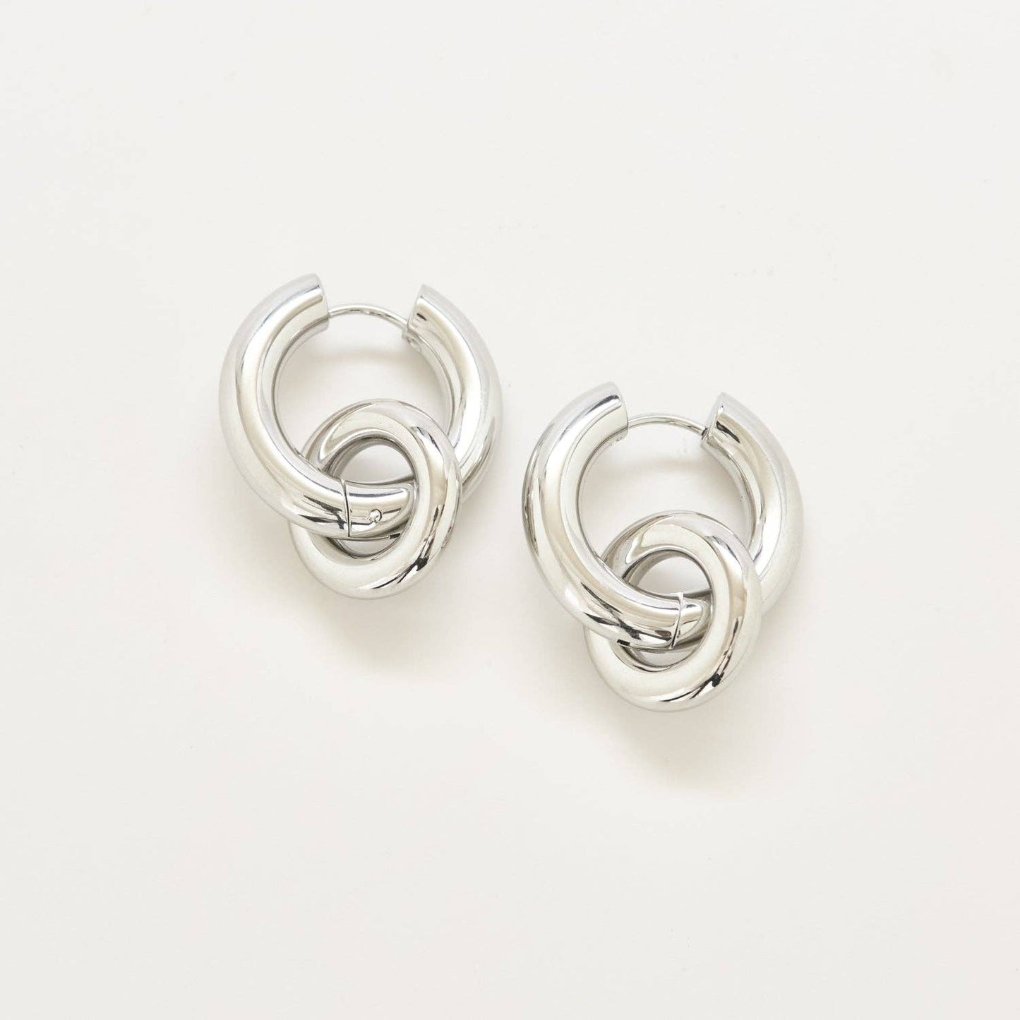 Admiral Row Jewelry - Silver Interlocking Hoop Earrings