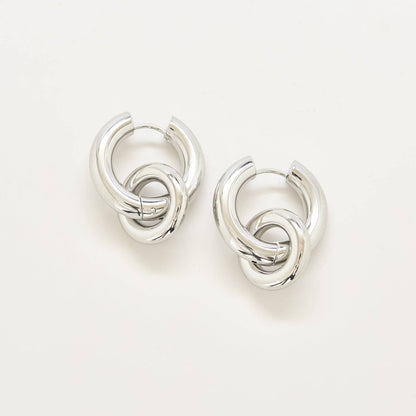 Admiral Row Jewelry - Silver Interlocking Hoop Earrings