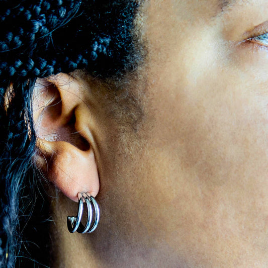Admiral Row Jewelry | Triple Arc Silver Hoops