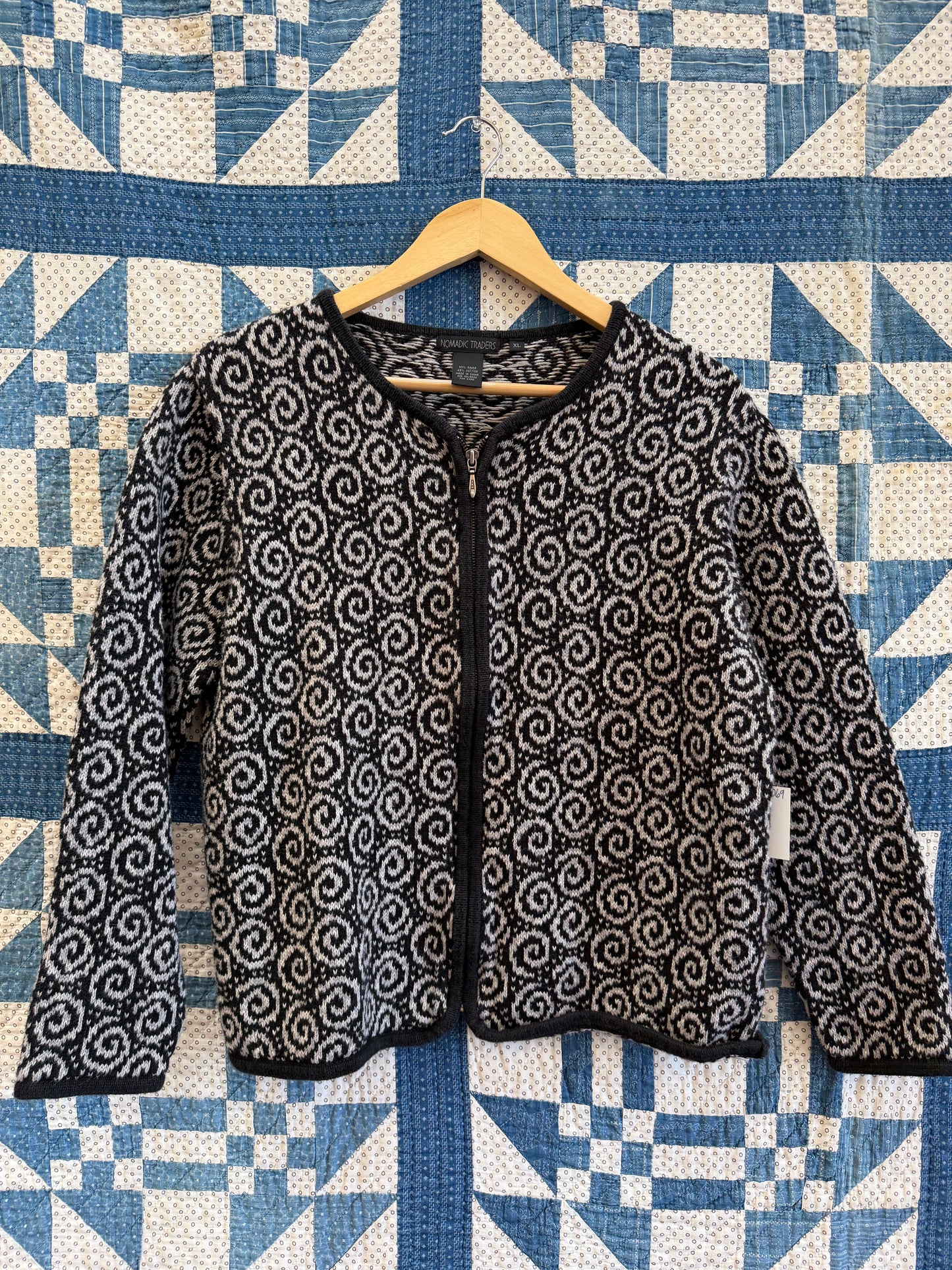 Y2K Zip Up Swirl Sweater