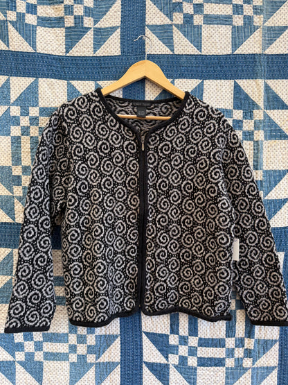 Y2K Zip Up Swirl Sweater
