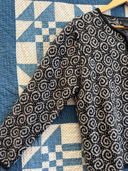 Y2K Zip Up Swirl Sweater