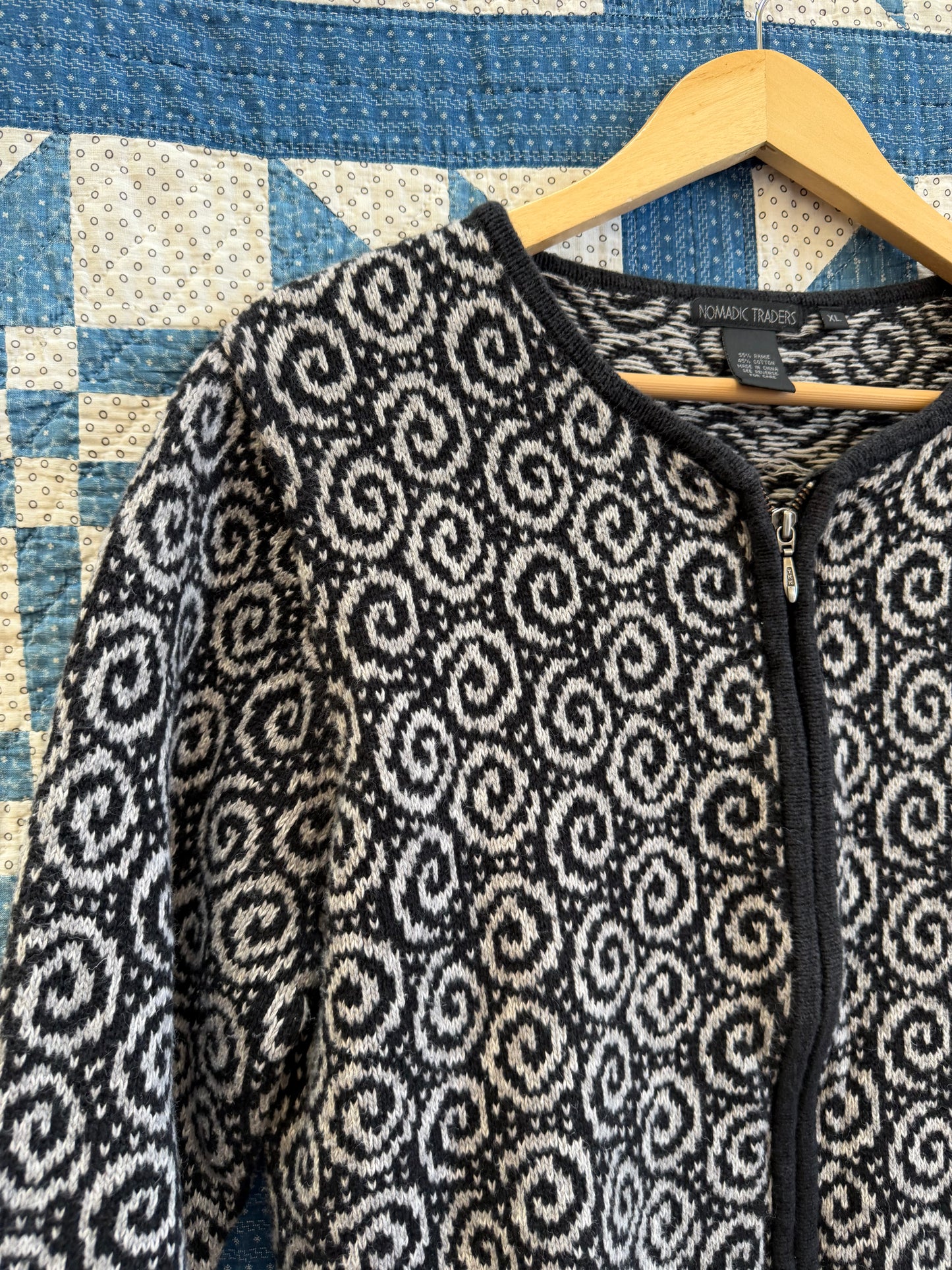 Y2K Zip Up Swirl Sweater