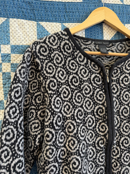 Y2K Zip Up Swirl Sweater