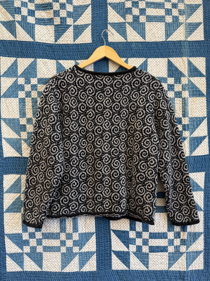 Y2K Zip Up Swirl Sweater