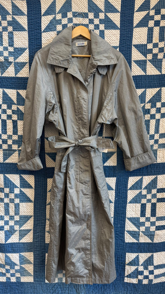 1980's Shiny Grey Raincoat