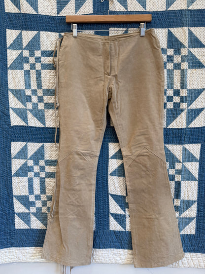 Low Rise Suede Pants