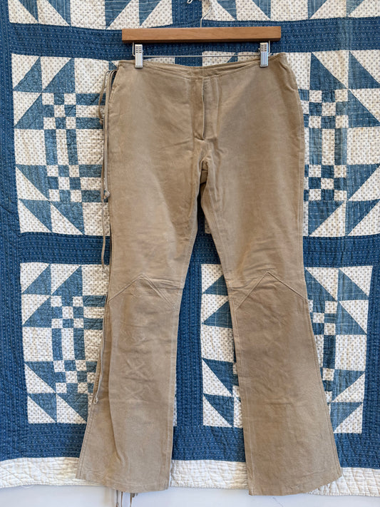Low Rise Suede Pants