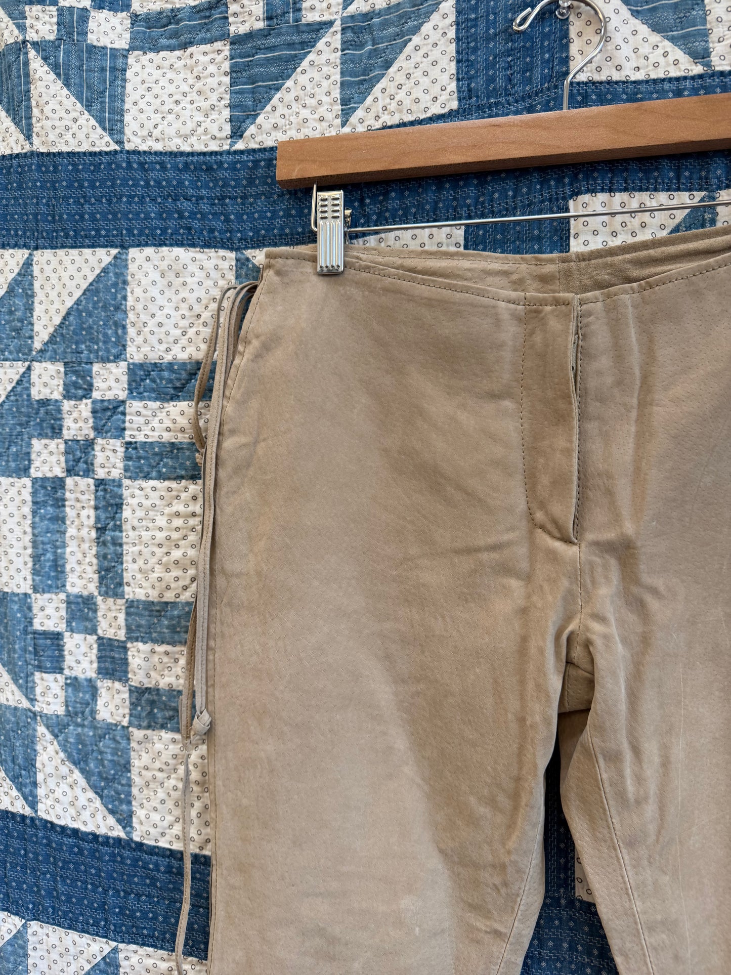 Low Rise Suede Pants