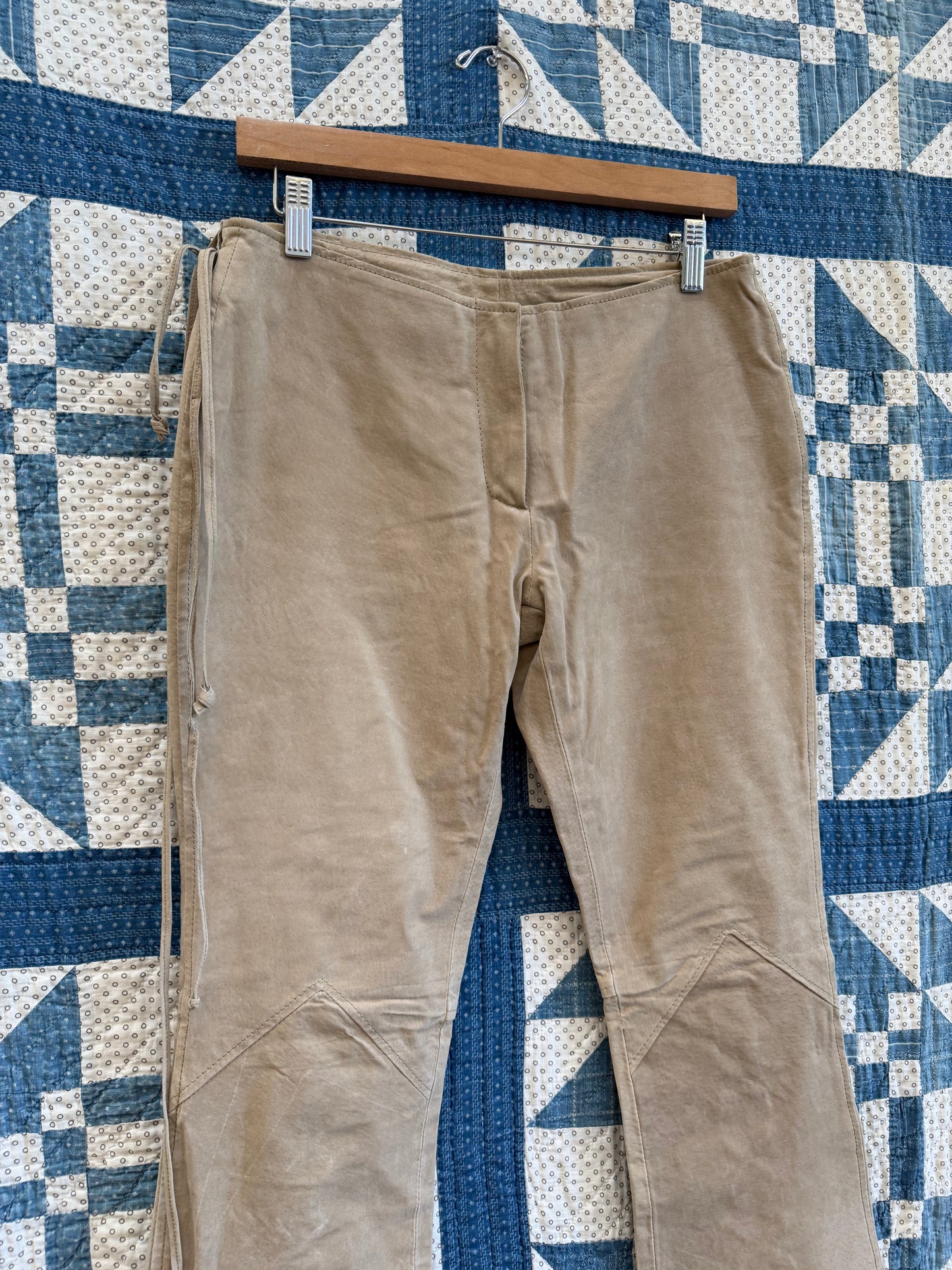 Low Rise Suede Pants