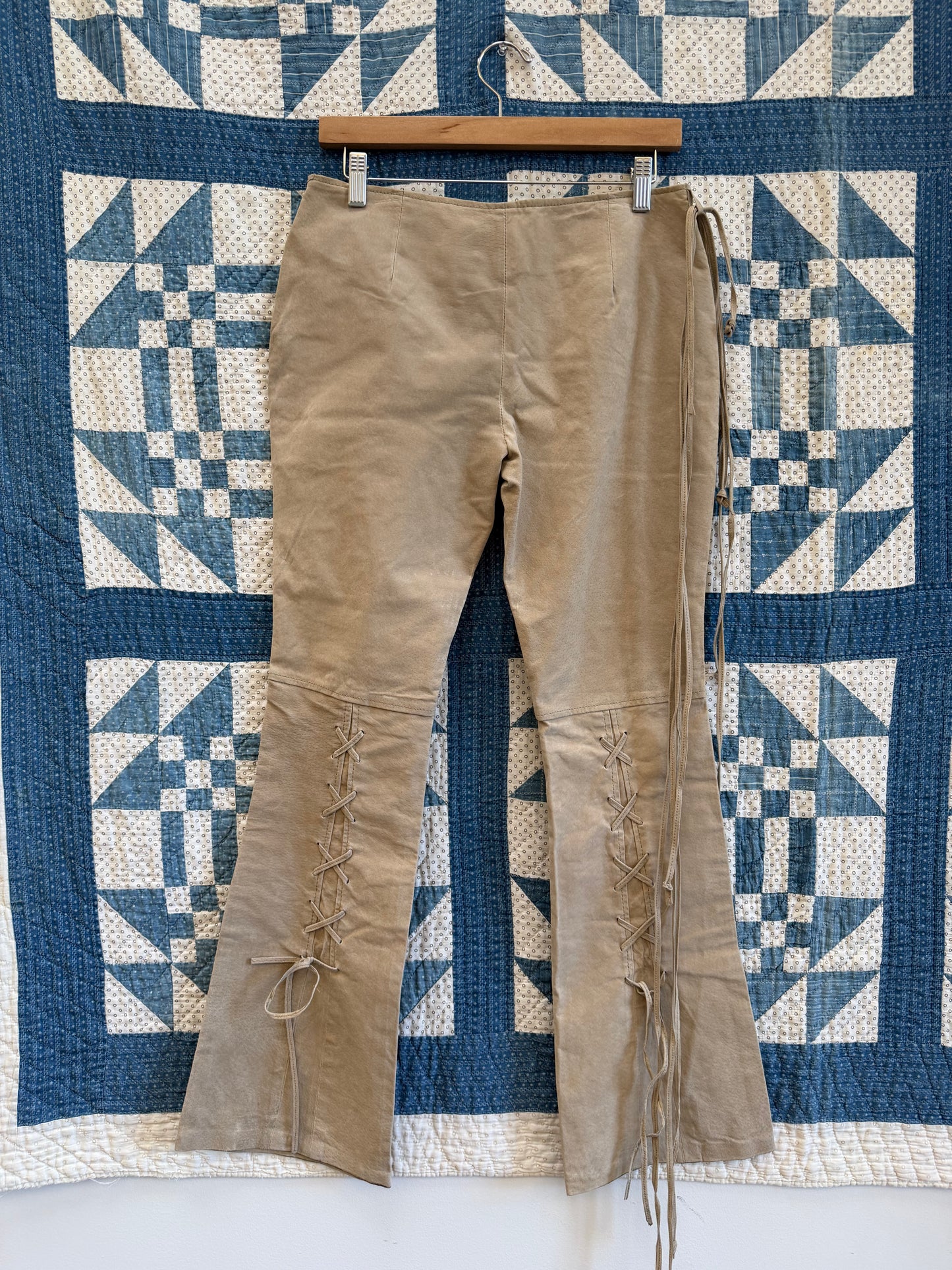 Low Rise Suede Pants