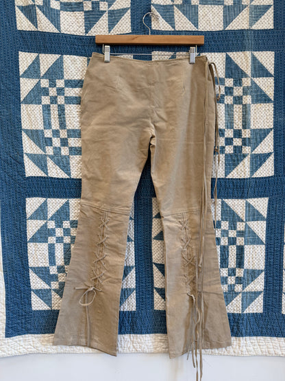 Low Rise Suede Pants