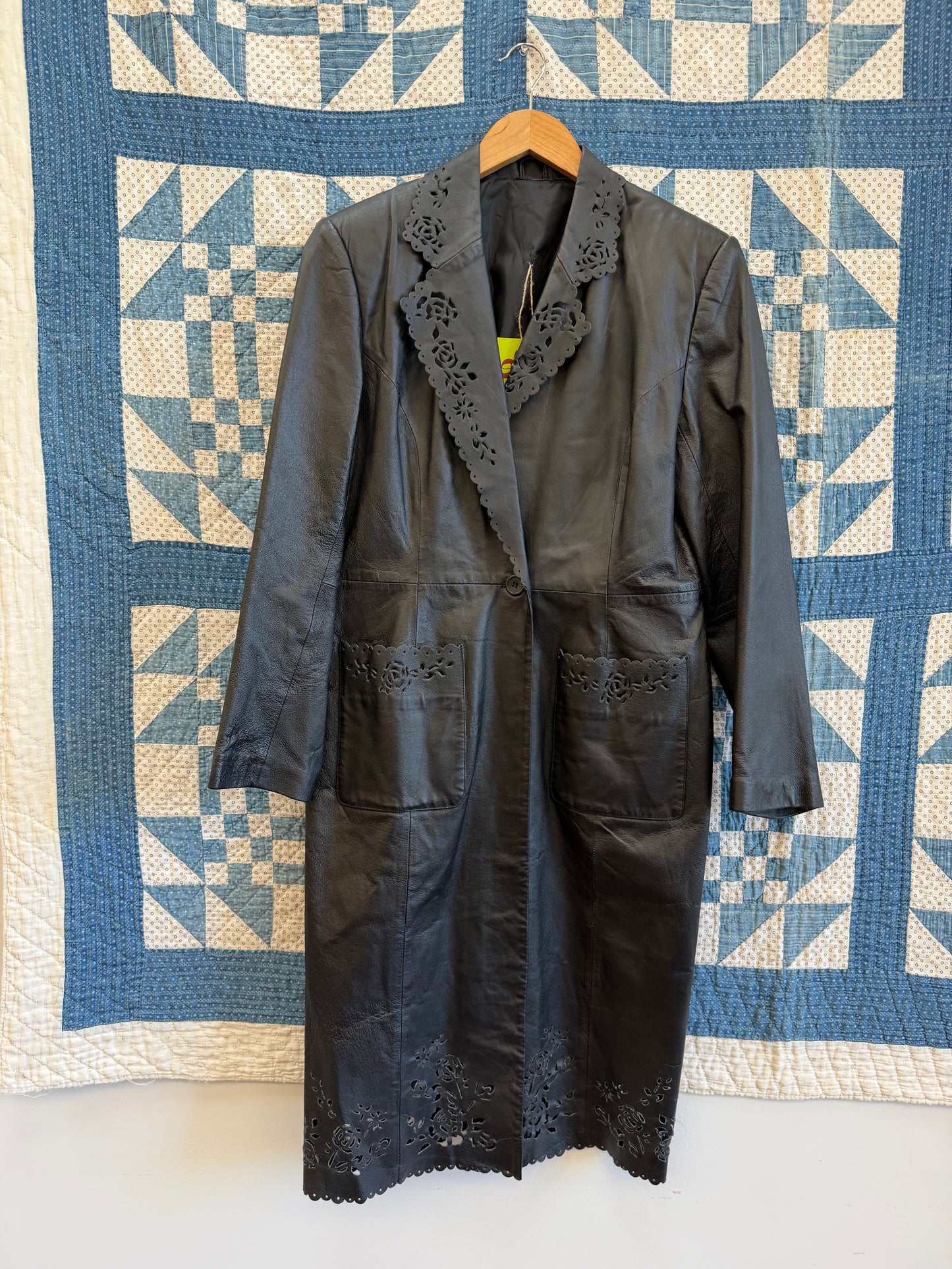 Long Lazer Cut Leather Blazer