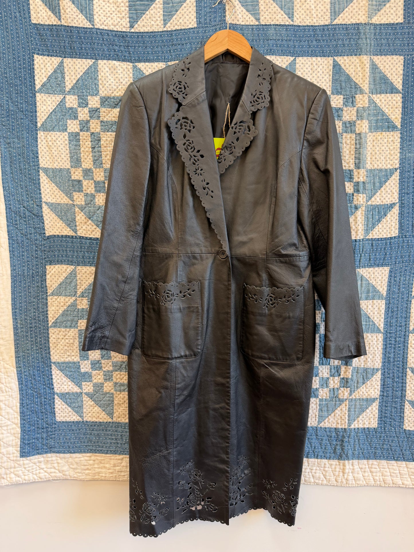 Long Lazer Cut Leather Blazer