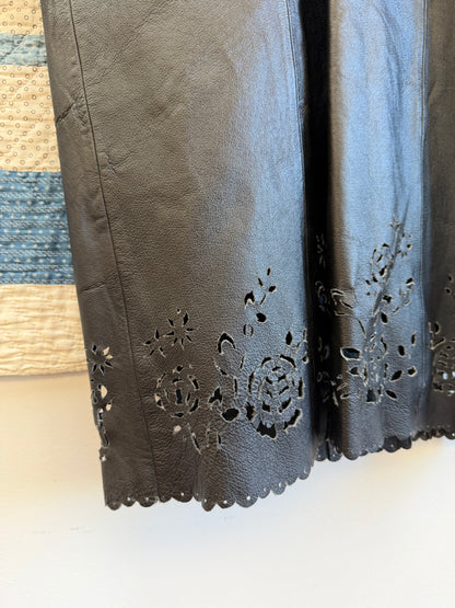 Long Lazer Cut Leather Blazer