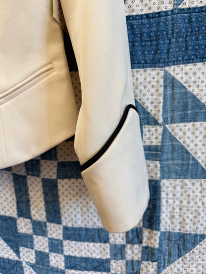Cream Military-Style Fitted Blazer