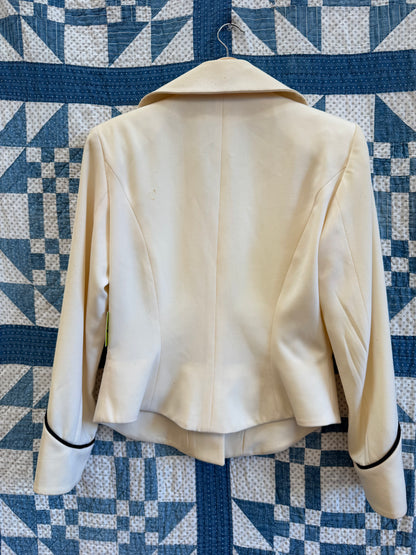 Cream Military-Style Fitted Blazer