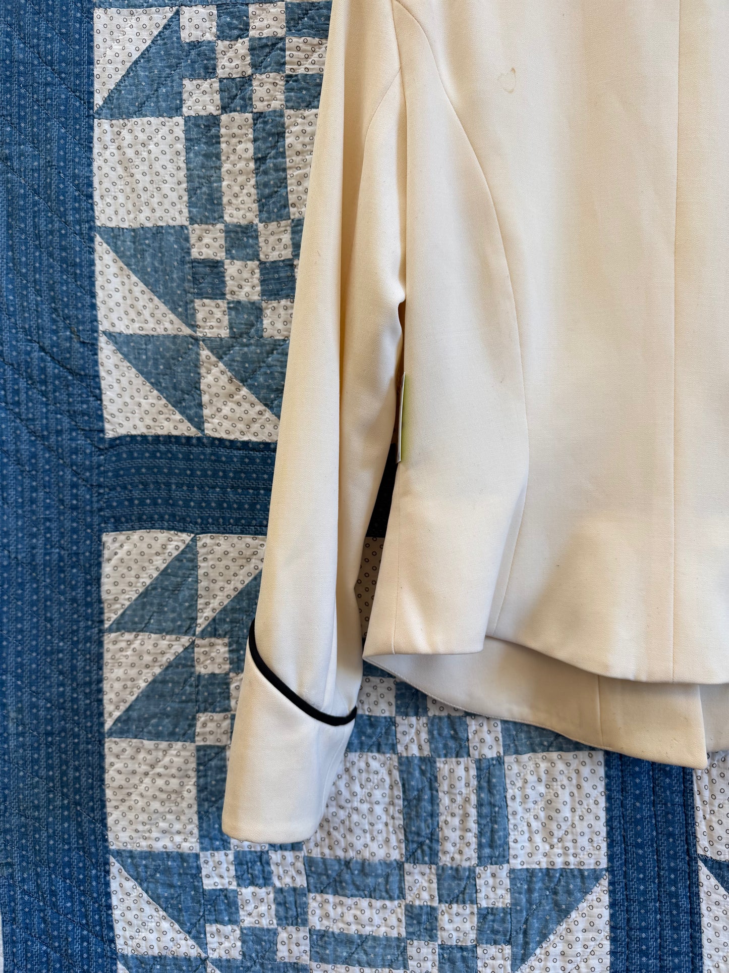 Cream Military-Style Fitted Blazer