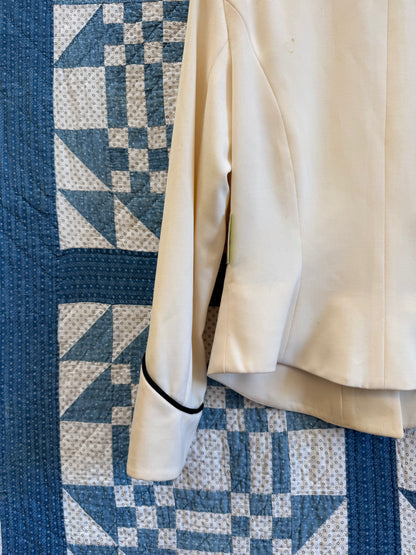 Cream Military-Style Fitted Blazer