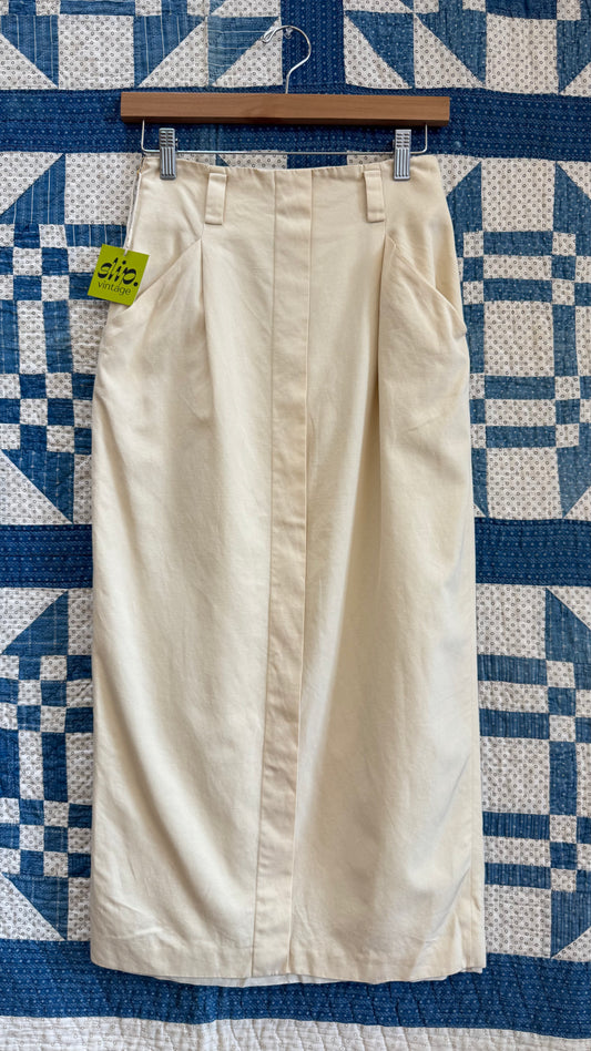 1980's Cream Midi Skirt