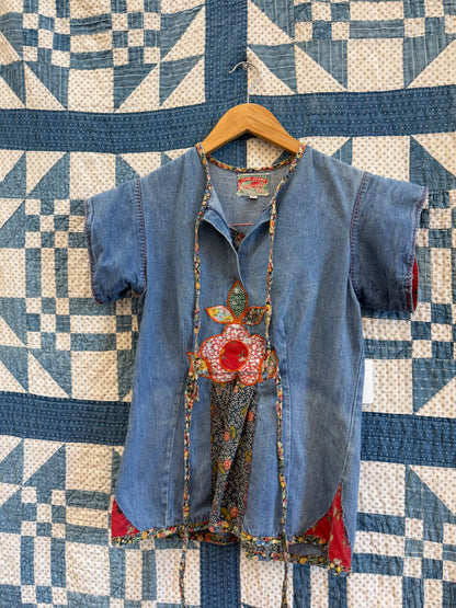 1970's Denim Patchwork Floral Top