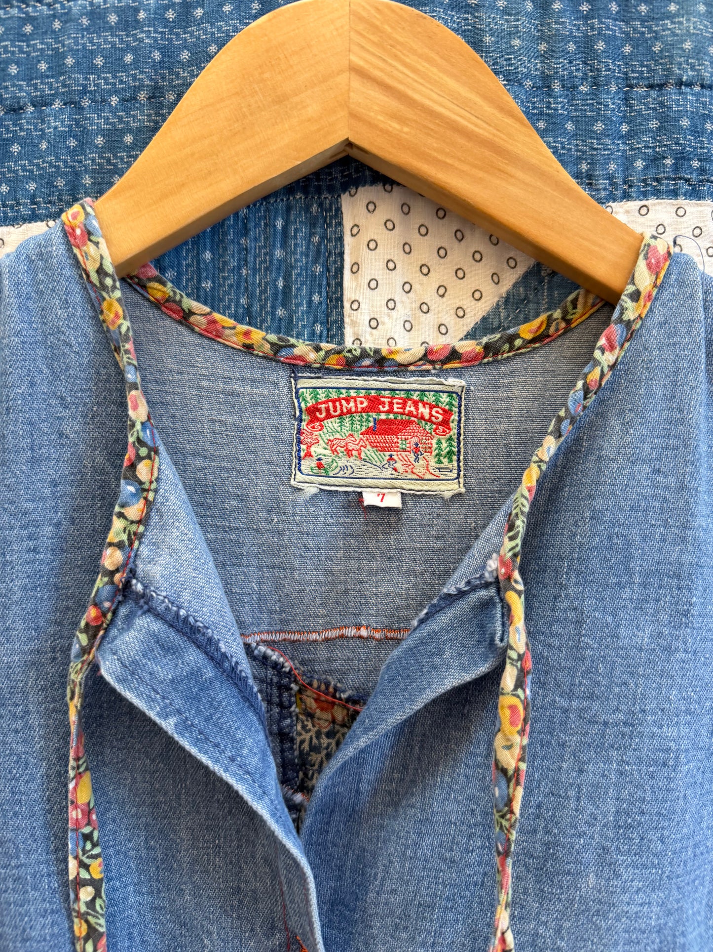 1970's Denim Patchwork Floral Top