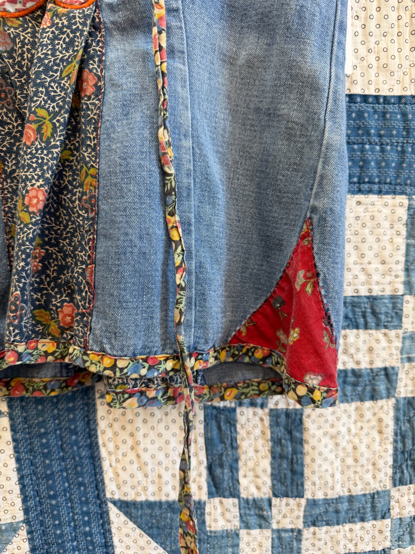 1970's Denim Patchwork Floral Top