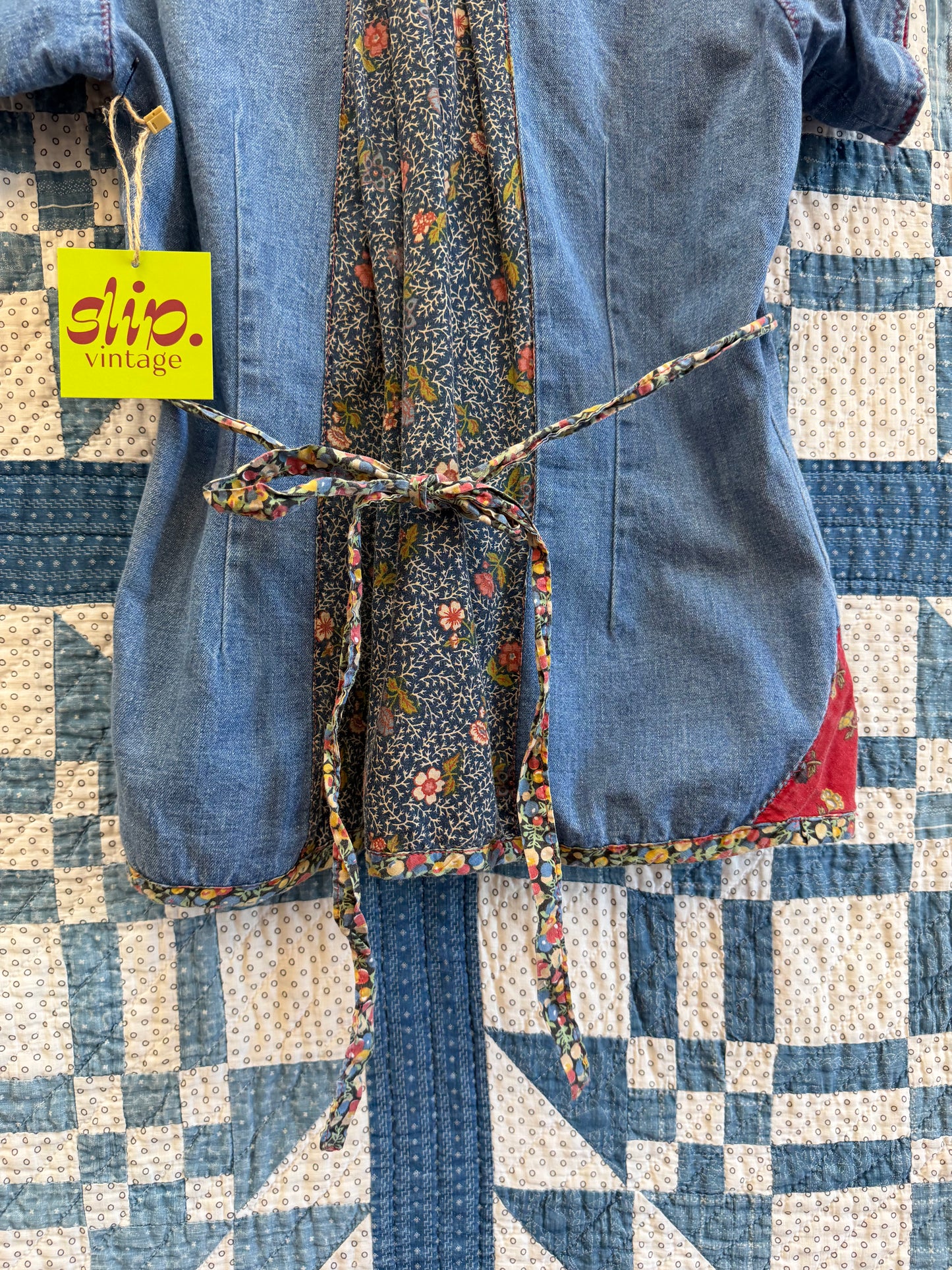 1970's Denim Patchwork Floral Top