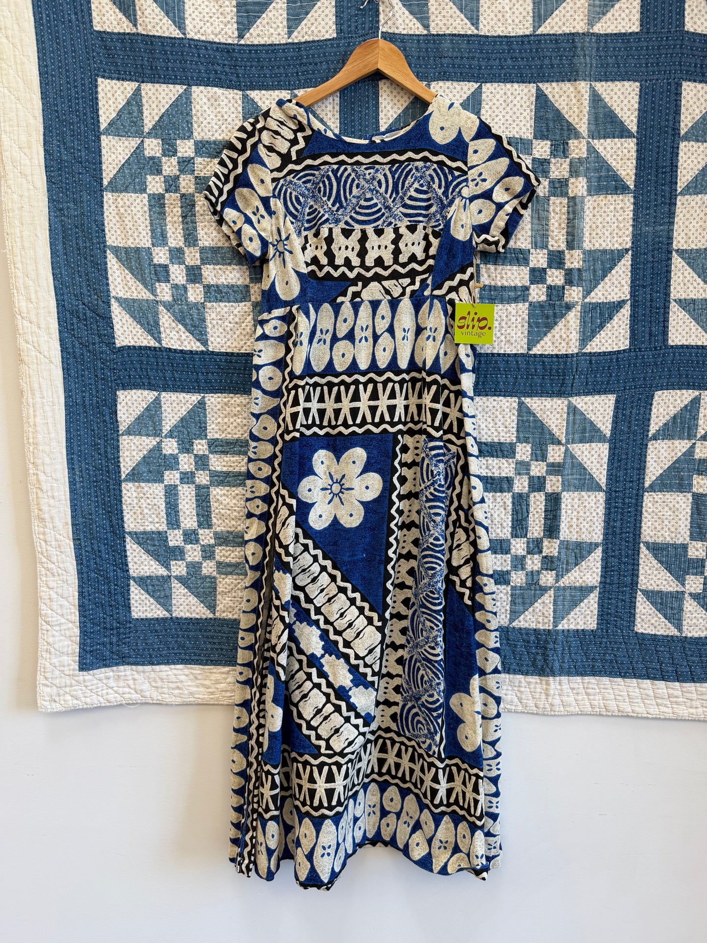 Barkcloth Maxi Hawaiian Dress
