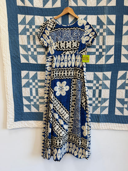 Barkcloth Maxi Hawaiian Dress
