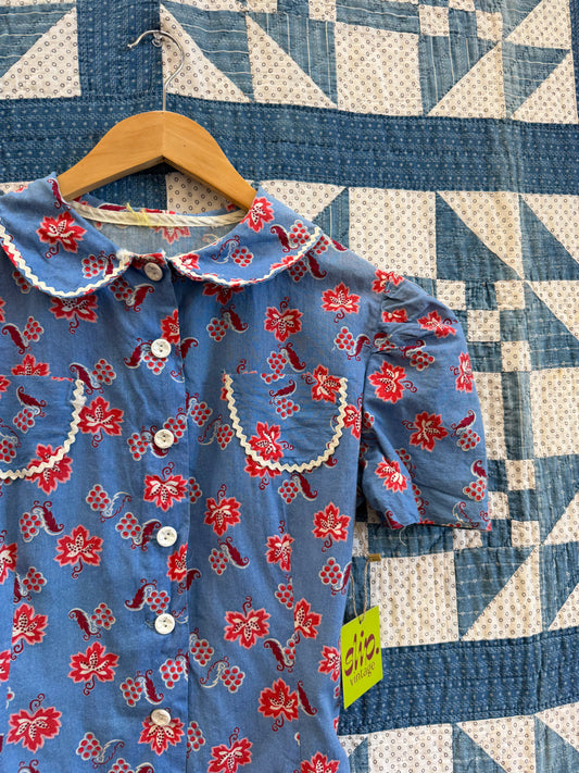 1930's Feedsack Rickrack Dress